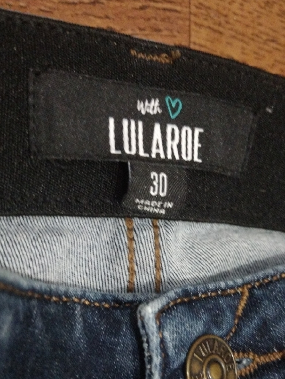 LuLaRoe Women's Dark Blue Distressed Stretchy Skinny Jeans - Picture 2 of 10